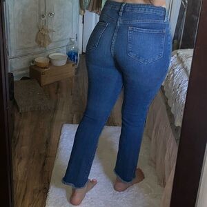 Free People Women's Straight Leg Blue Jeans